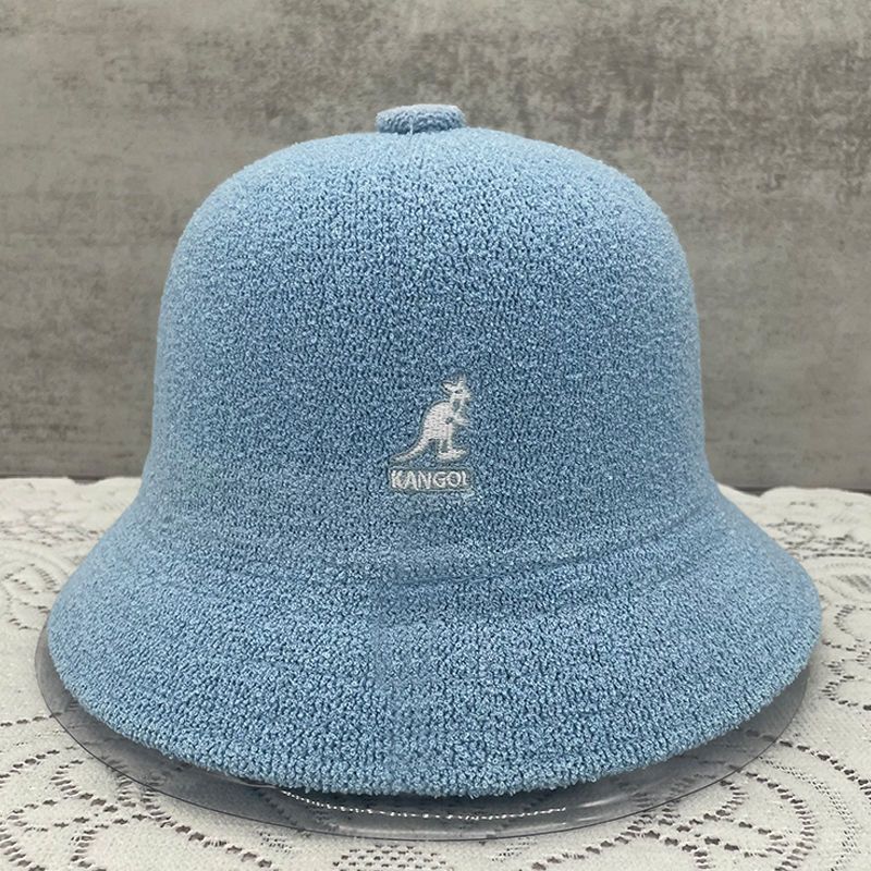 Kangol Kangaroo Embroidery Fisherman Hat for Women Spring Autumn Towel Material Basin Hat Comfortable Foldable Men's Bucket Hat