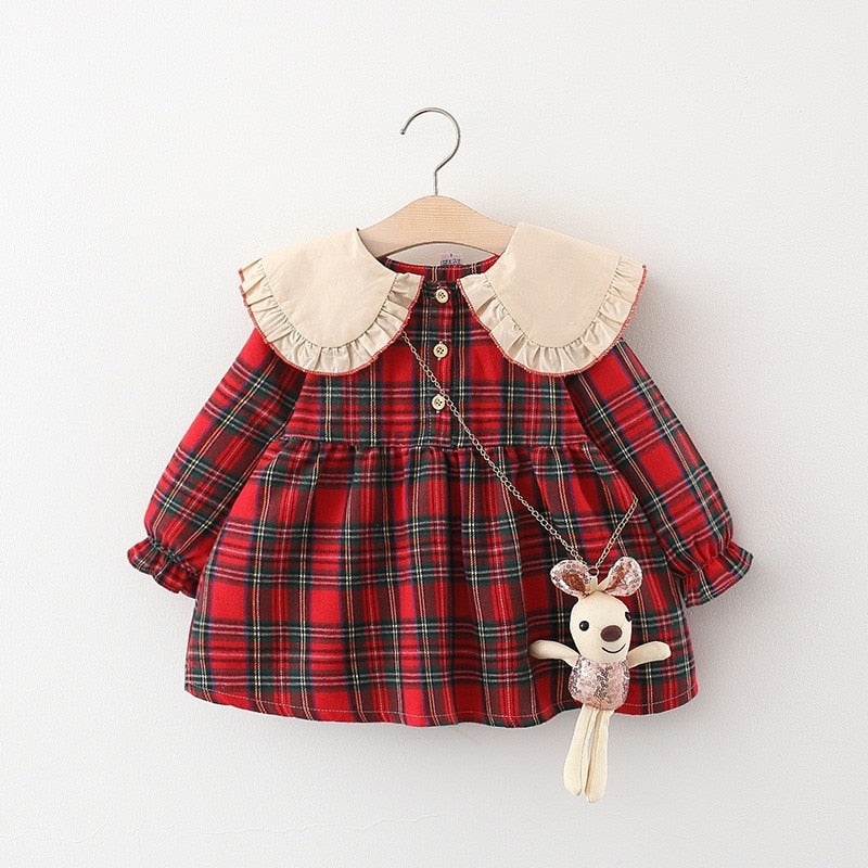 2022 Fall Newborn Baby Girl Dress Clothes Toddler Girls Princess Plaid Birthday Dresses For Infant Baby Clothing 0-2y Vestidos