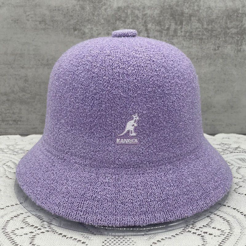 Kangol Kangaroo Embroidery Fisherman Hat for Women Spring Autumn Towel Material Basin Hat Comfortable Foldable Men's Bucket Hat