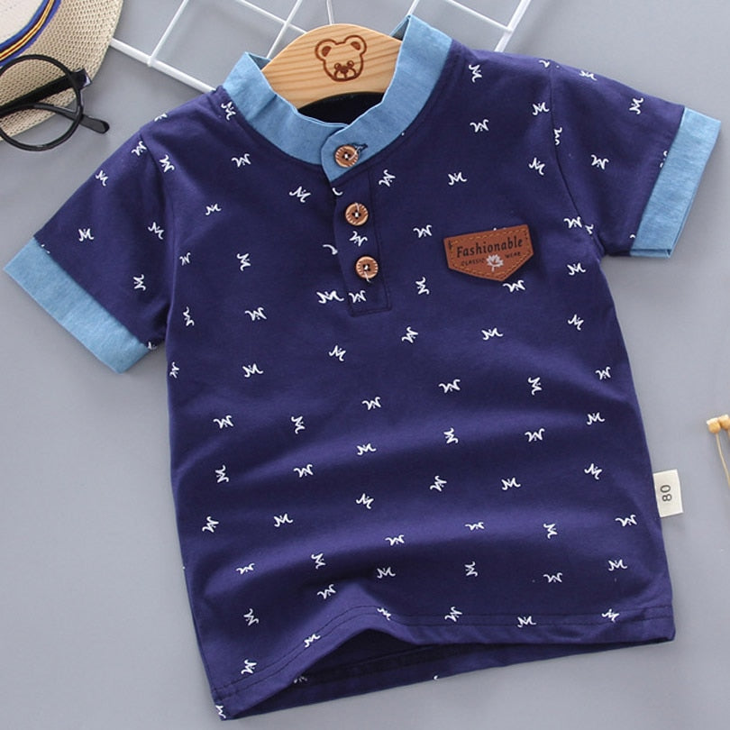 2022 Summer Baby Boys Polo Shirts Short Sleeve Anchor Lapel Clothes for Girls Odell Cotton Breathable Kids Tops Outwear 12M-5Y