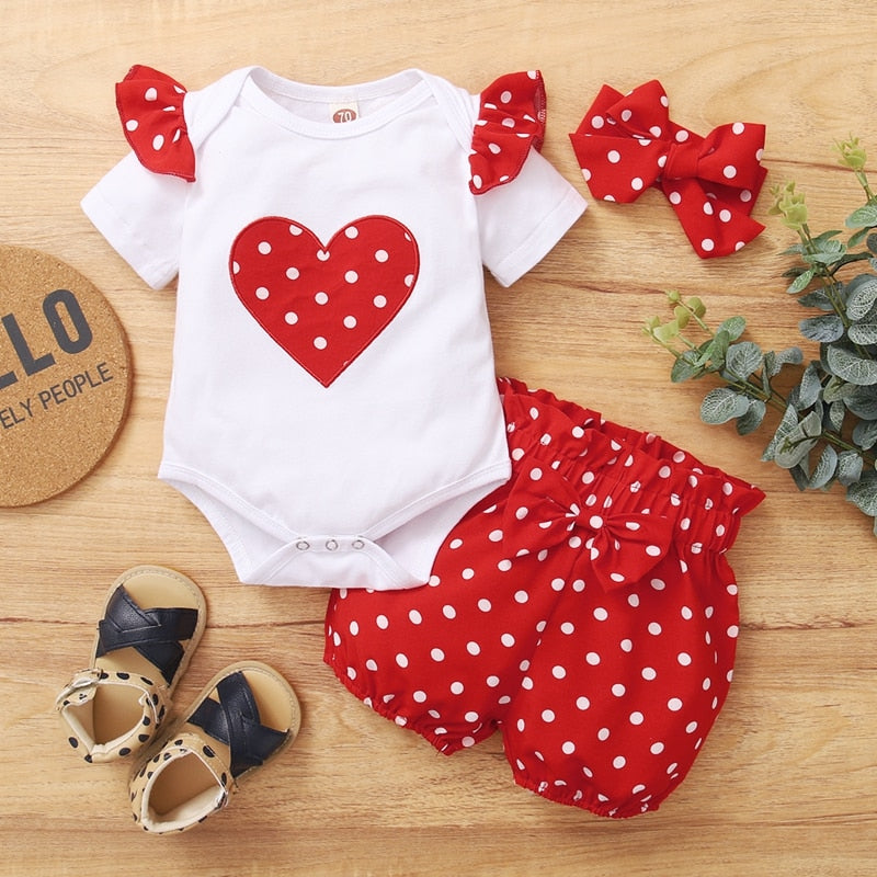 Spring Fall Cotton Newborn Baby Girl Clothes 0-3 Months Polka Dot Unisex Infant Clothes Set Boy 3-piece Clothing With Hat