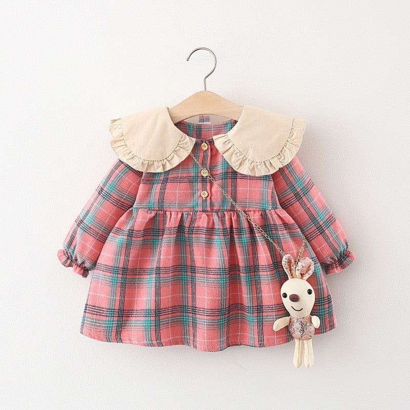 2022 Fall Newborn Baby Girl Dress Clothes Toddler Girls Princess Plaid Birthday Dresses For Infant Baby Clothing 0-2y Vestidos