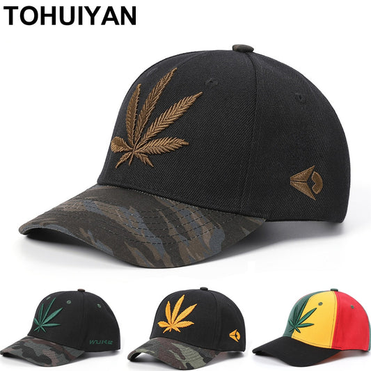 TOHUIYAN Leaf Embroidered Baseball Caps Women Gorras Para Mujer Snapback Hat