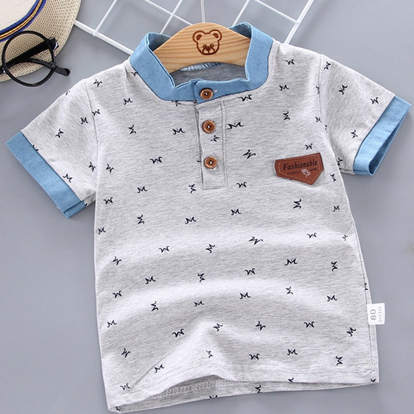 2022 Summer Baby Boys Polo Shirts Short Sleeve Anchor Lapel Clothes for Girls Odell Cotton Breathable Kids Tops Outwear 12M-5Y