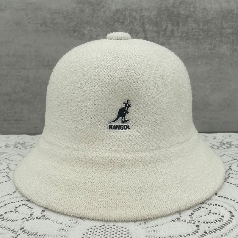 Kangol Kangaroo Embroidery Fisherman Hat for Women Spring Autumn Towel Material Basin Hat Comfortable Foldable Men's Bucket Hat