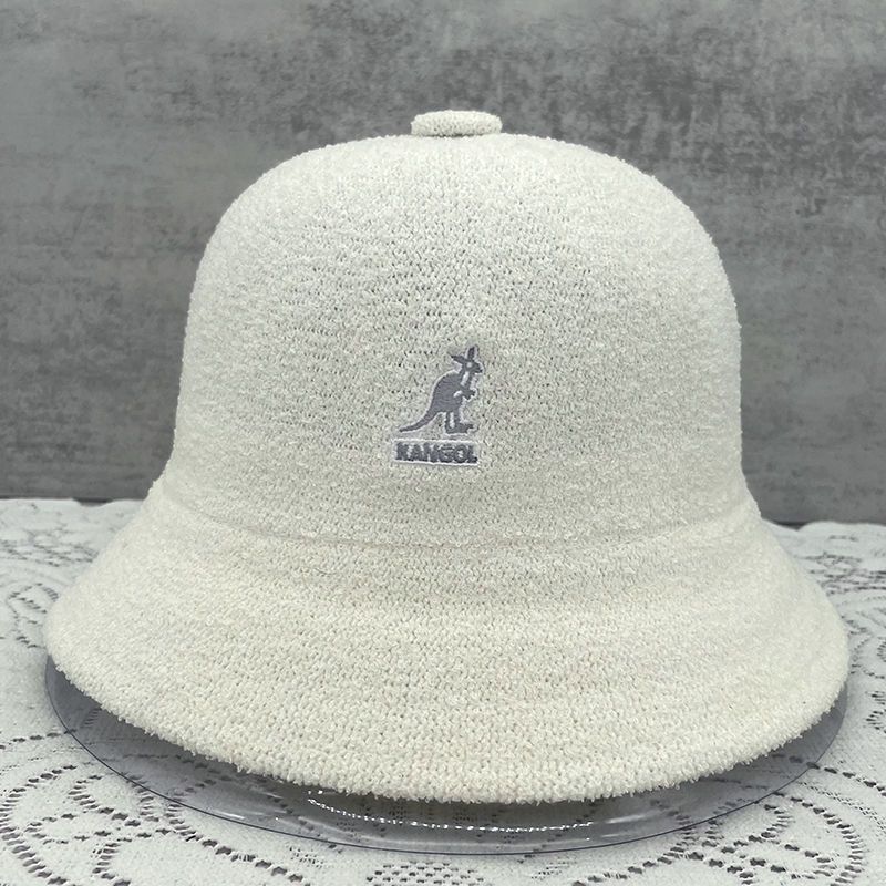 Kangol Kangaroo Embroidery Fisherman Hat for Women Spring Autumn Towel Material Basin Hat Comfortable Foldable Men's Bucket Hat