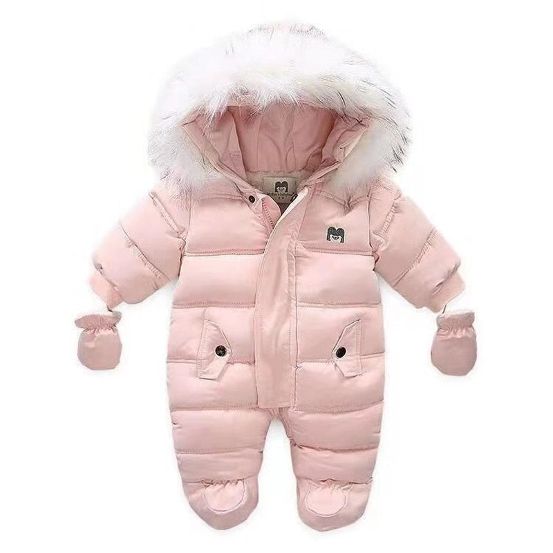 IYEAL Winter Baby Clothes With Hooded Fur Newborn Warm Fleece Bunting Infant Snowsuit Toddler Girl Boy Snow Wear Outwear Coats