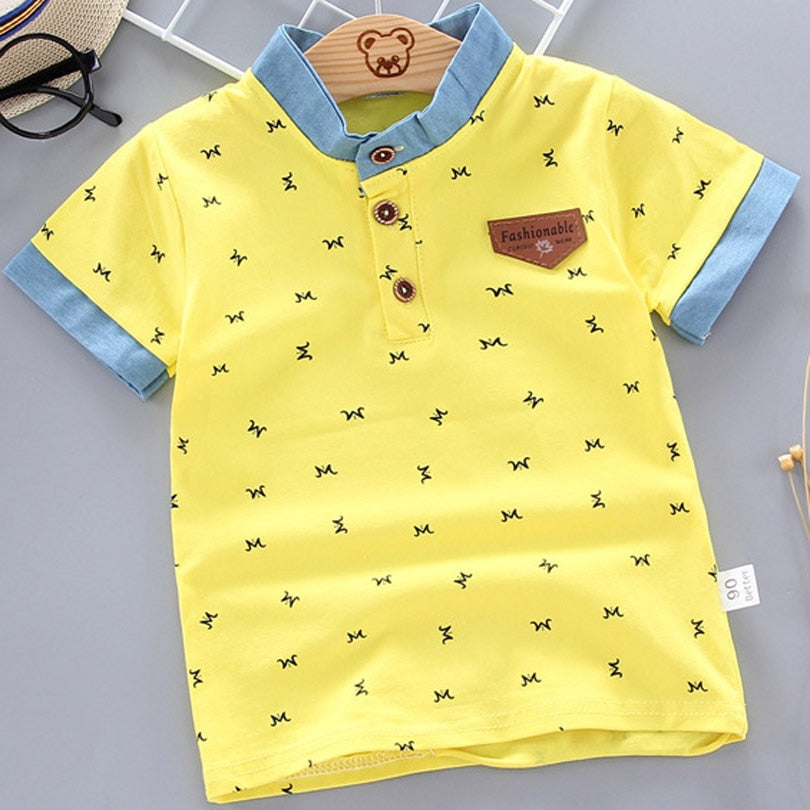 2022 Summer Baby Boys Polo Shirts Short Sleeve Anchor Lapel Clothes for Girls Odell Cotton Breathable Kids Tops Outwear 12M-5Y