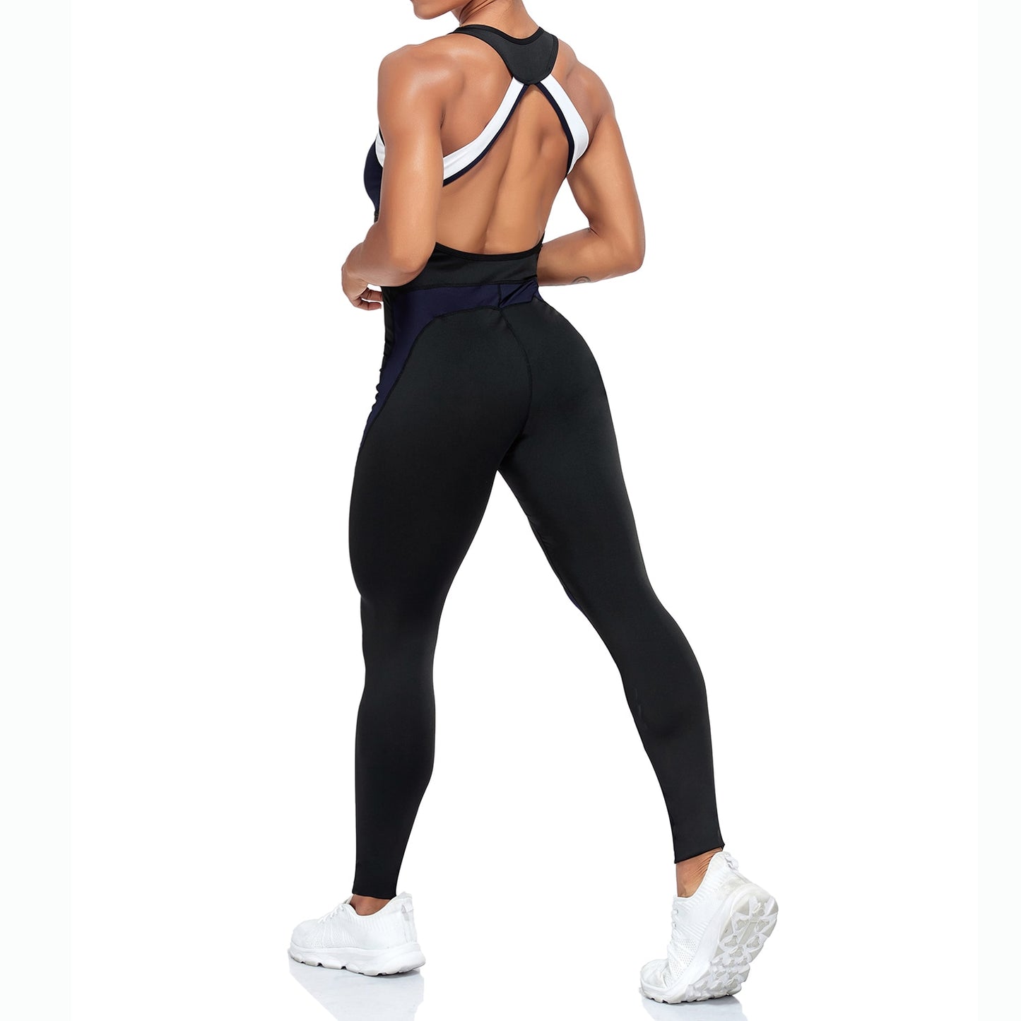 Splicing Yoga Set Fitness Women Jumpsuit Sleeveless Tracksuit One Piece Sports Clothing Backless Workout Sportswear Gym Pants