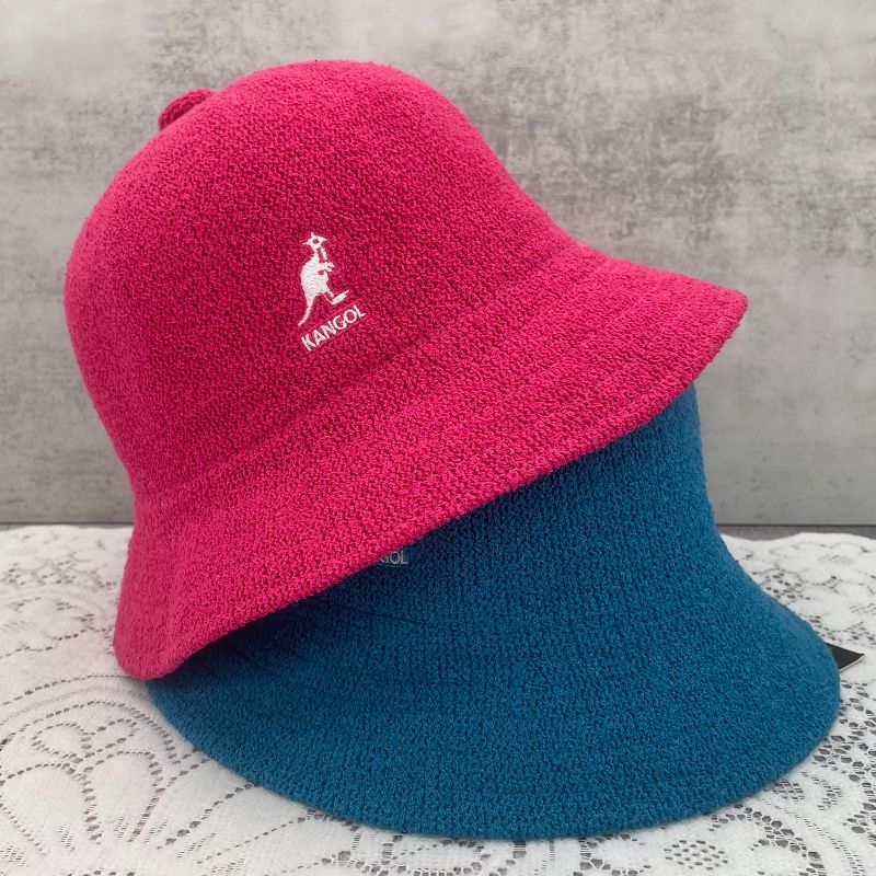 Kangol Kangaroo Embroidery Fisherman Hat for Women Spring Autumn Towel Material Basin Hat Comfortable Foldable Men's Bucket Hat