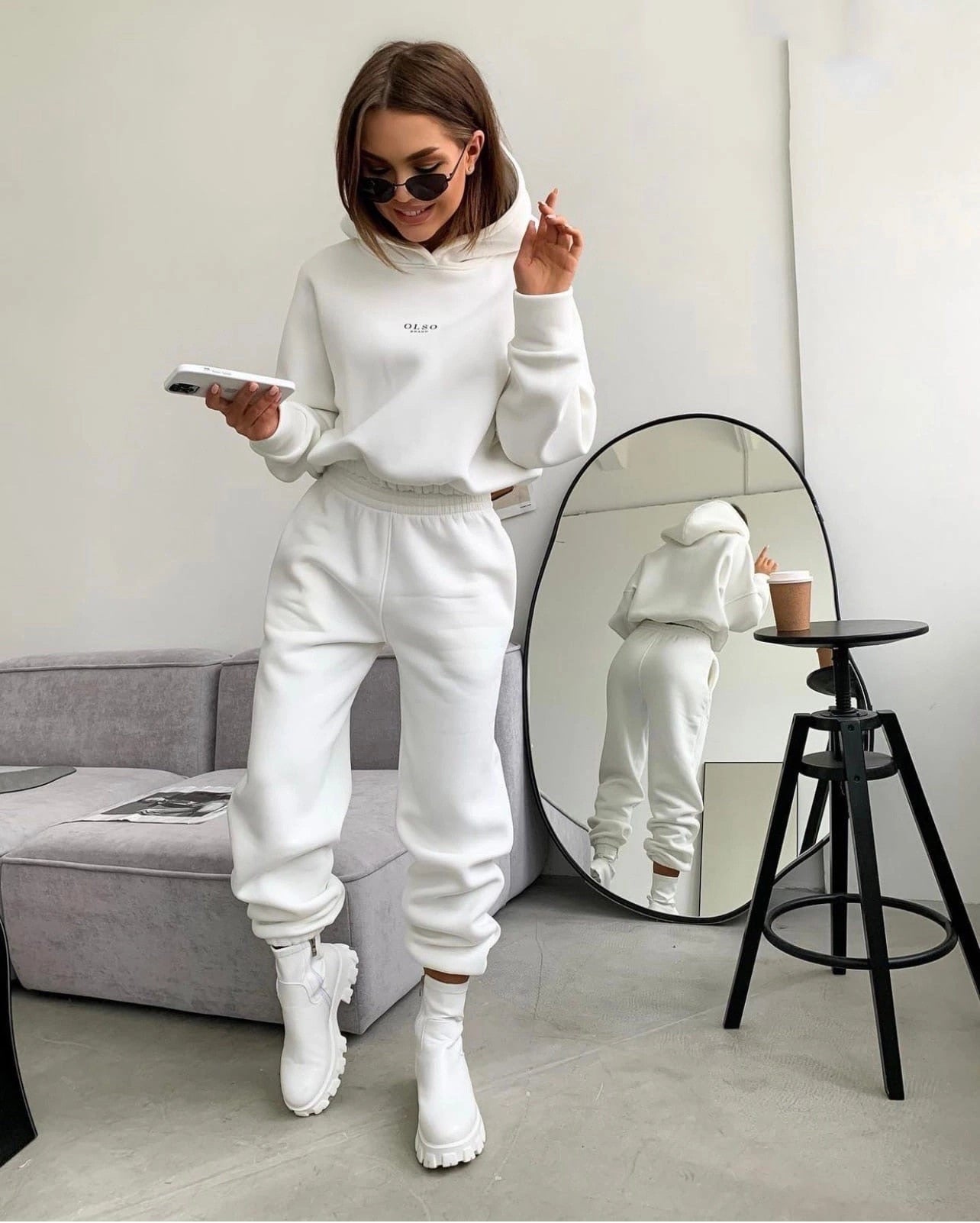 Warm Tracksuit Sports Women Two Piece Set 2022 Leisure Solid Long Sleeve Hooded Top Elastic Waist Pant Woman Winter Suit Jogging