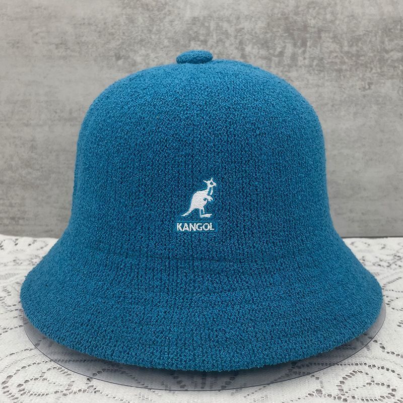 Kangol Kangaroo Embroidery Fisherman Hat for Women Spring Autumn Towel Material Basin Hat Comfortable Foldable Men's Bucket Hat