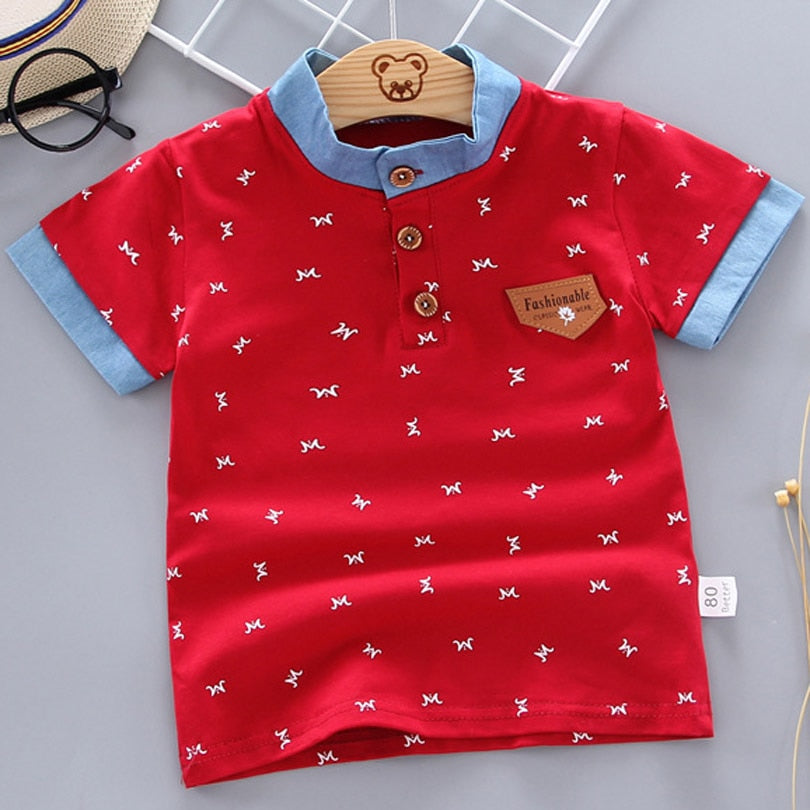 2022 Summer Baby Boys Polo Shirts Short Sleeve Anchor Lapel Clothes for Girls Odell Cotton Breathable Kids Tops Outwear 12M-5Y