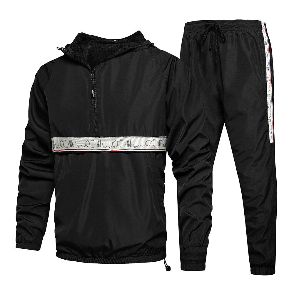 Men's Tracksuit 2023 Men's Two-Piece Set Sweatsuit Polyester Overalls Leisure Suit Hooded Sweatshirts and Hip-Hop Harlan Pants