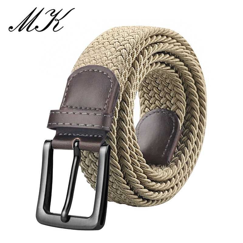 MaiKun Canvas Belts for Men Fashion Metal Pin Buckle Military Tactical Strap Male Elastic Belt for Pants Jeans