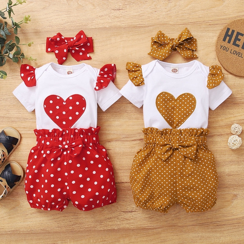 Spring Fall Cotton Newborn Baby Girl Clothes 0-3 Months Polka Dot Unisex Infant Clothes Set Boy 3-piece Clothing With Hat