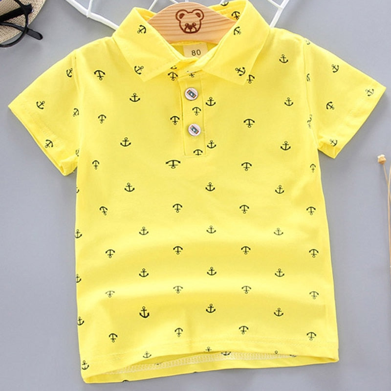 2022 Summer Baby Boys Polo Shirts Short Sleeve Anchor Lapel Clothes for Girls Odell Cotton Breathable Kids Tops Outwear 12M-5Y