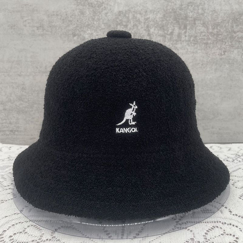 Kangol Kangaroo Embroidery Fisherman Hat for Women Spring Autumn Towel Material Basin Hat Comfortable Foldable Men's Bucket Hat