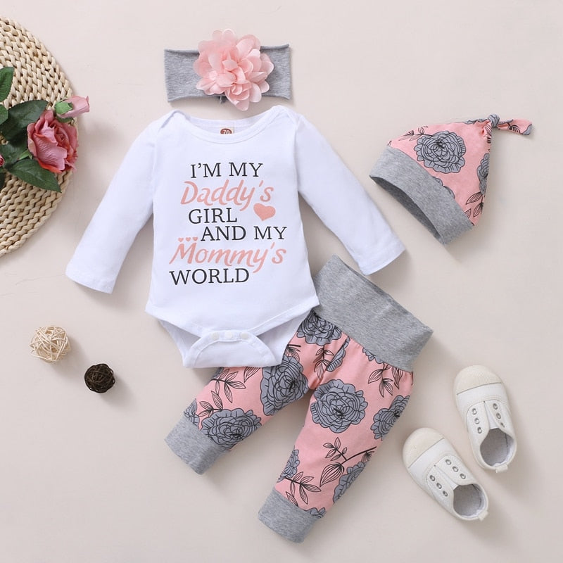 Spring Fall Cotton Newborn Baby Girl Clothes 0-3 Months Polka Dot Unisex Infant Clothes Set Boy 3-piece Clothing With Hat