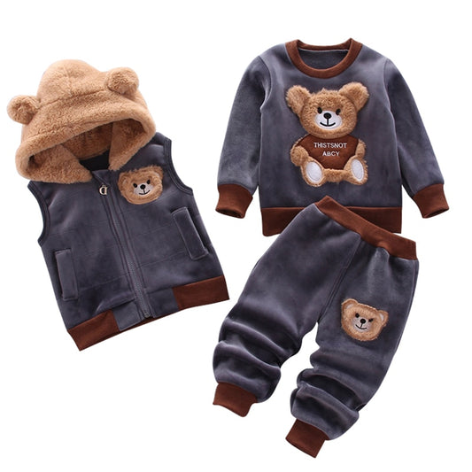 Fashion Baby Boys Clothes Autumn Winter Warm Baby Girls Clothes Kids 3pcs Outfits Suit Newborn Baby Clothes Infant Clothing Sets