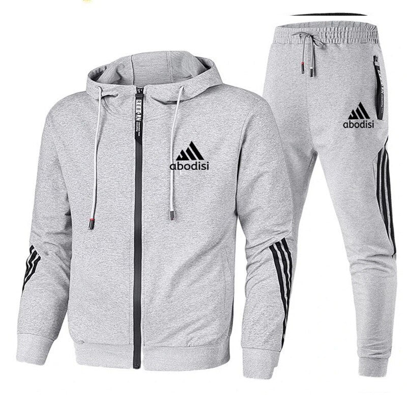 2023 Casual Sportswear Suit Men's Hoodie and Trousers Two-piece Zippered Hooded Sweatshirt Sweatpants Men's Suit