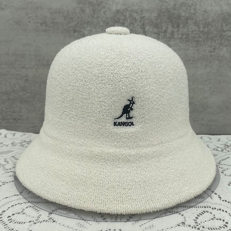 Kangol Kangaroo Embroidery Fisherman Hat for Women Spring Autumn Towel Material Basin Hat Comfortable Foldable Men's Bucket Hat