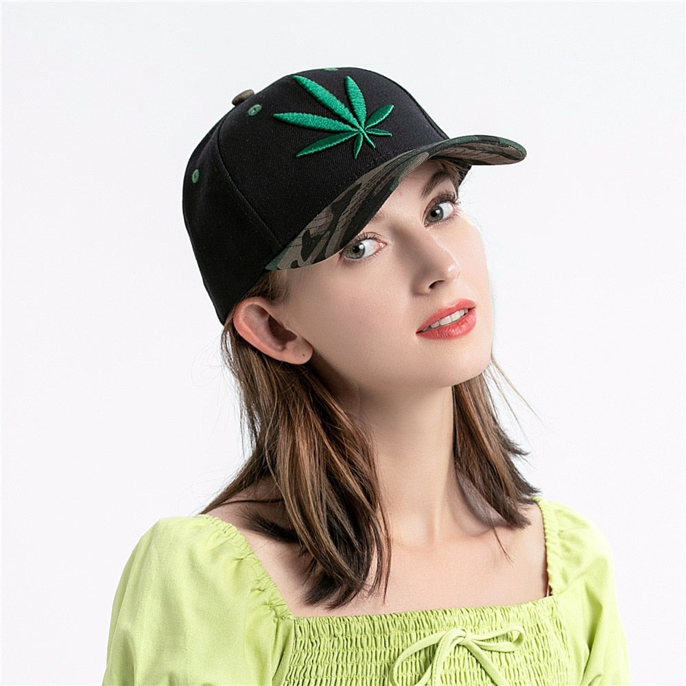 TOHUIYAN Leaf Embroidered Baseball Caps Women Gorras Para Mujer Snapback Hat