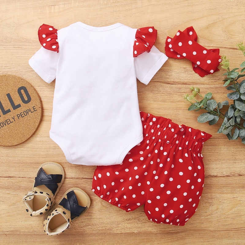 Spring Fall Cotton Newborn Baby Girl Clothes 0-3 Months Polka Dot Unisex Infant Clothes Set Boy 3-piece Clothing With Hat