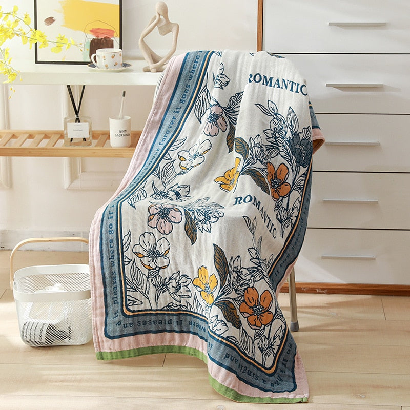 Nordic 22 Style New Bohemian Floral Printing Adult Soft Absorbent Cotton Gauze Beach Bath Towel Bathroom Accessories 80×160CM