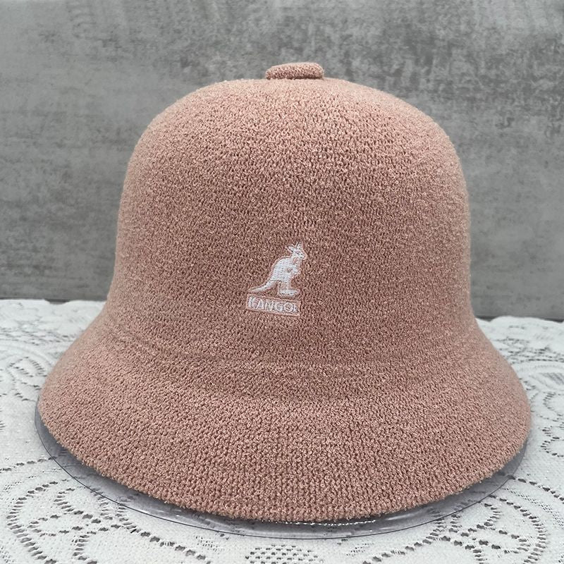 Kangol Kangaroo Embroidery Fisherman Hat for Women Spring Autumn Towel Material Basin Hat Comfortable Foldable Men's Bucket Hat