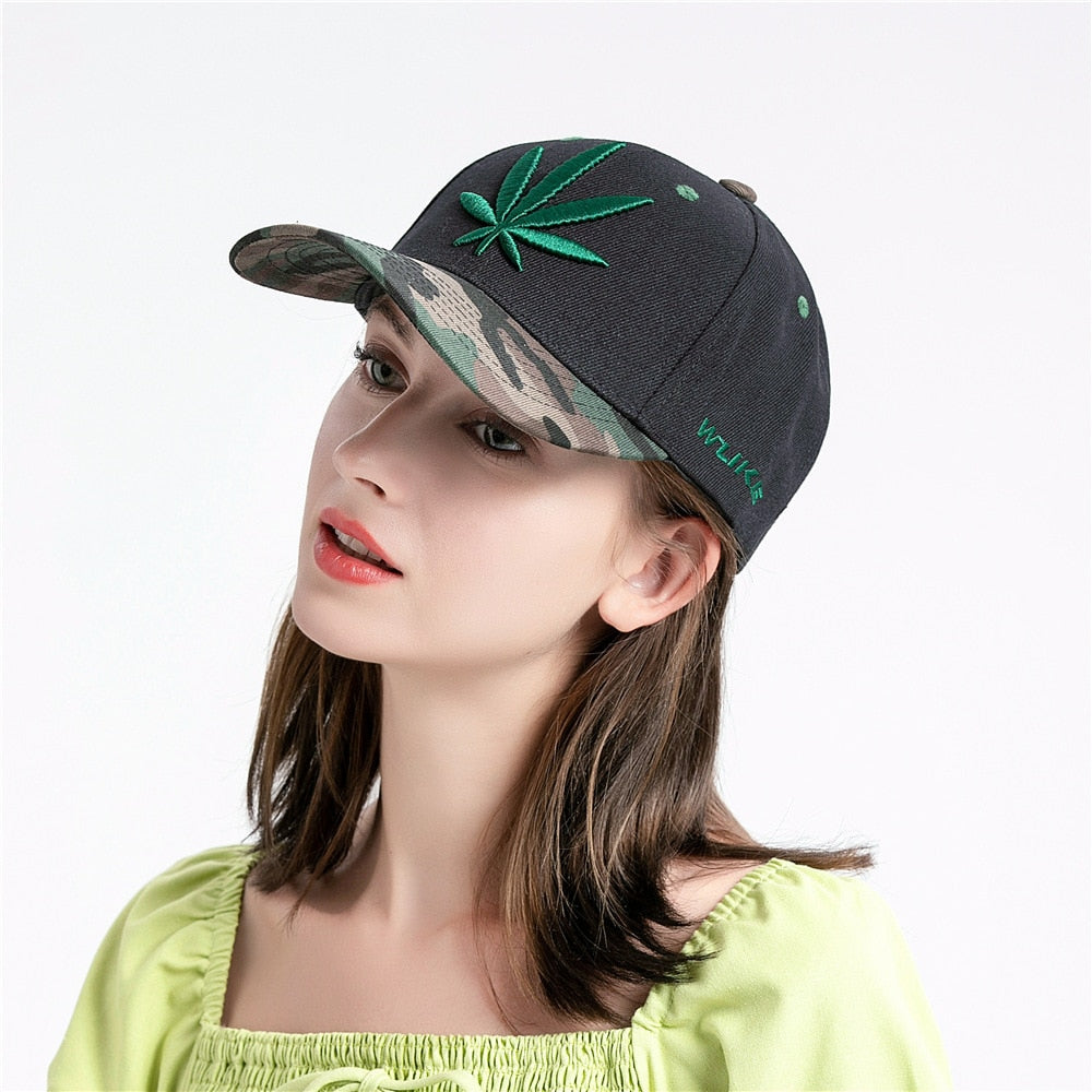 TOHUIYAN Leaf Embroidered Baseball Caps Women Gorras Para Mujer Snapback Hat