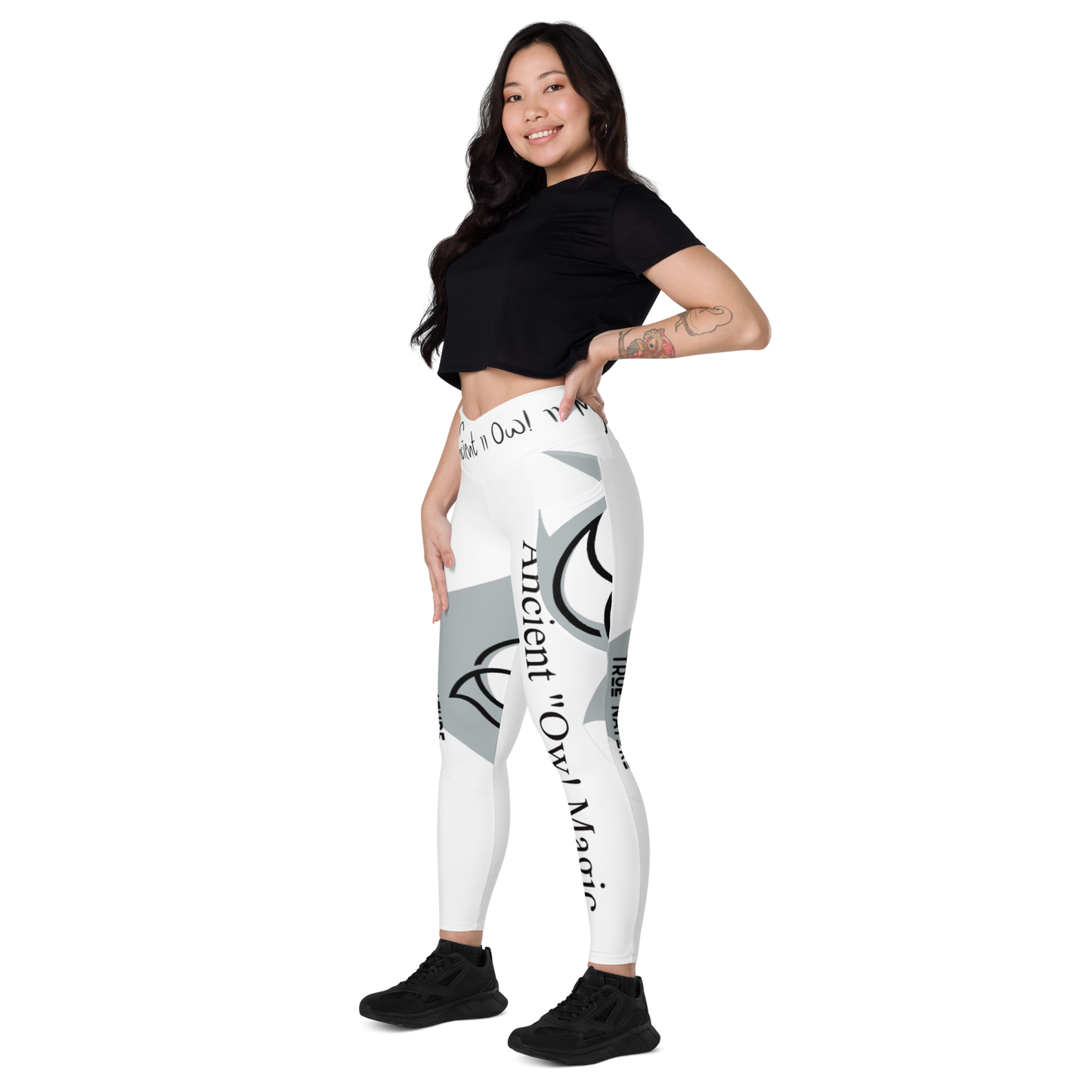 True Nature Ancient Owl Magic-Crossover leggings with pockets