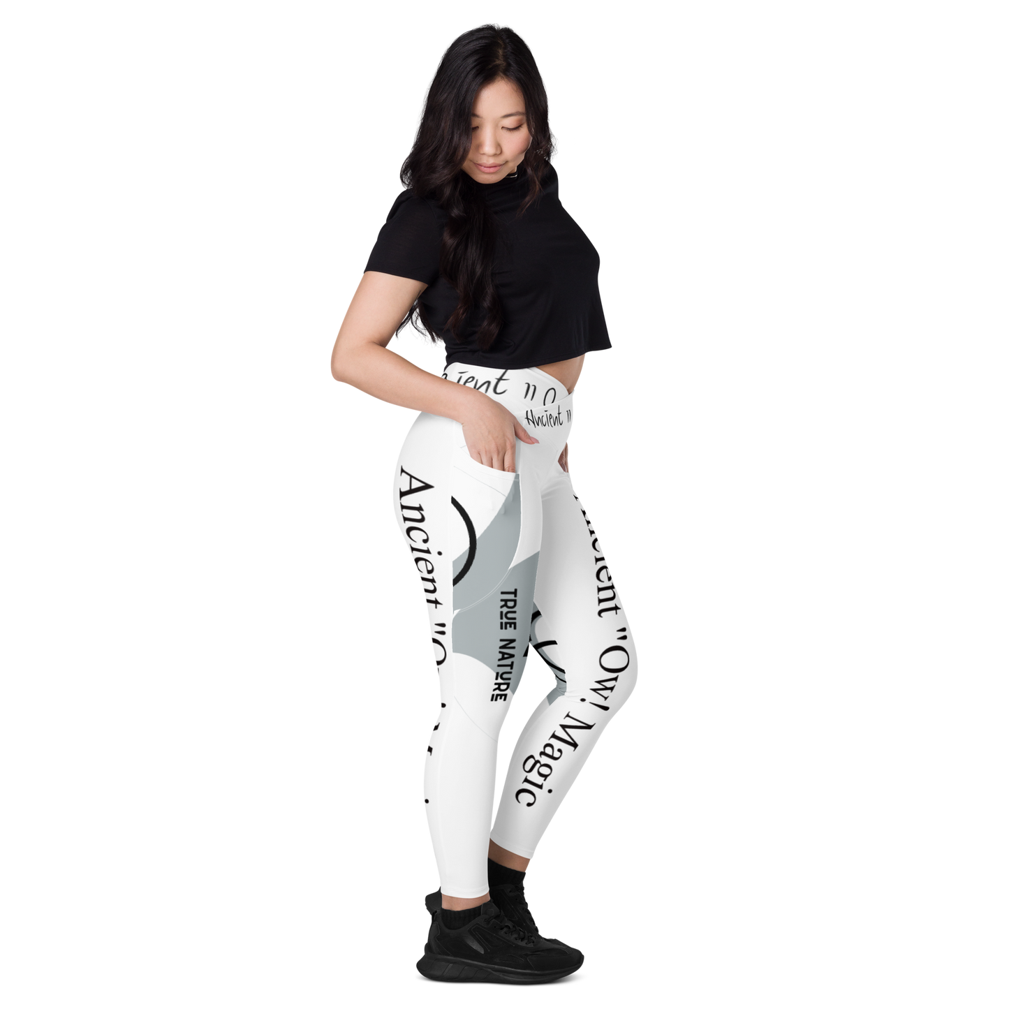 True Nature Ancient Owl Magic-Crossover leggings with pockets