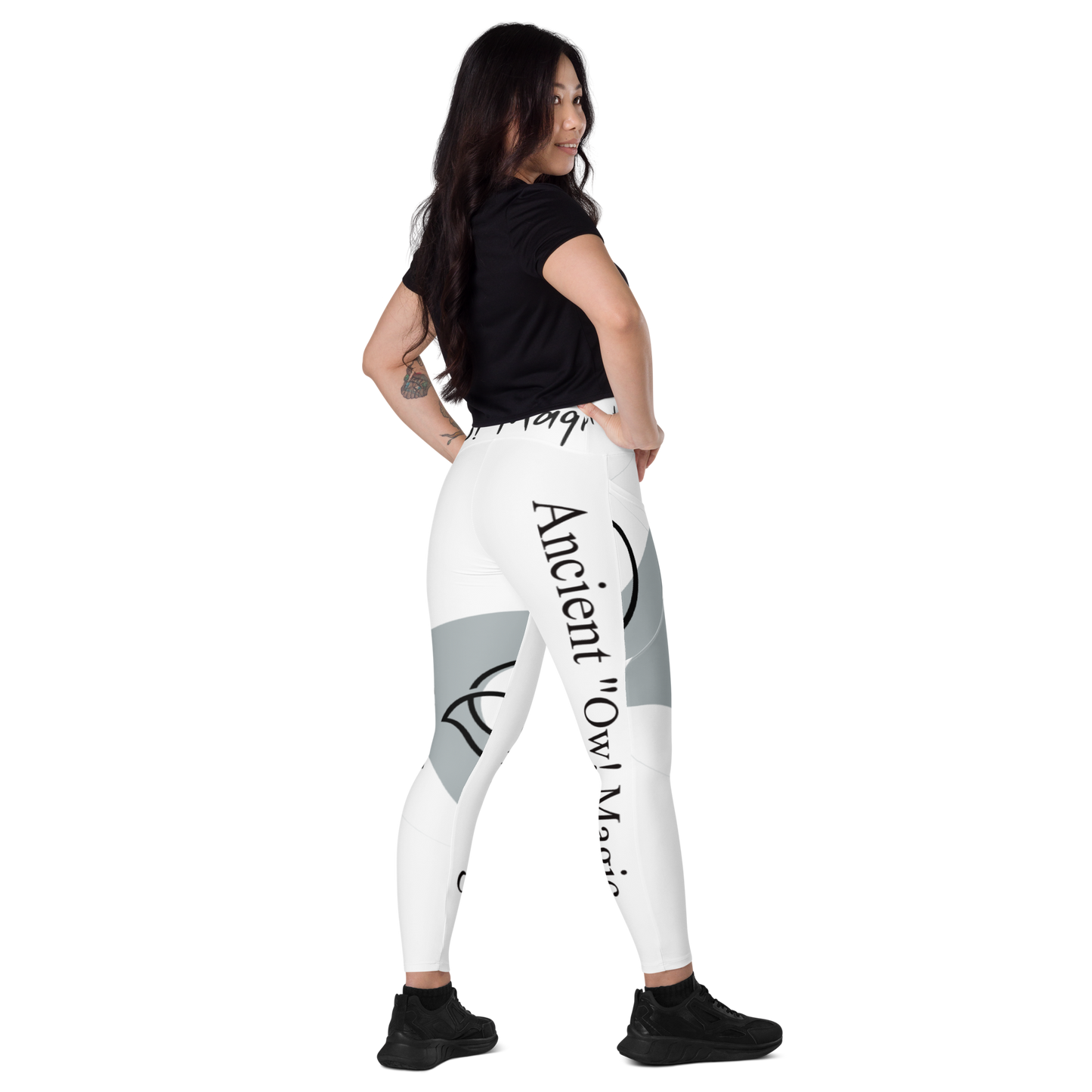 True Nature Ancient Owl Magic-Crossover leggings with pockets