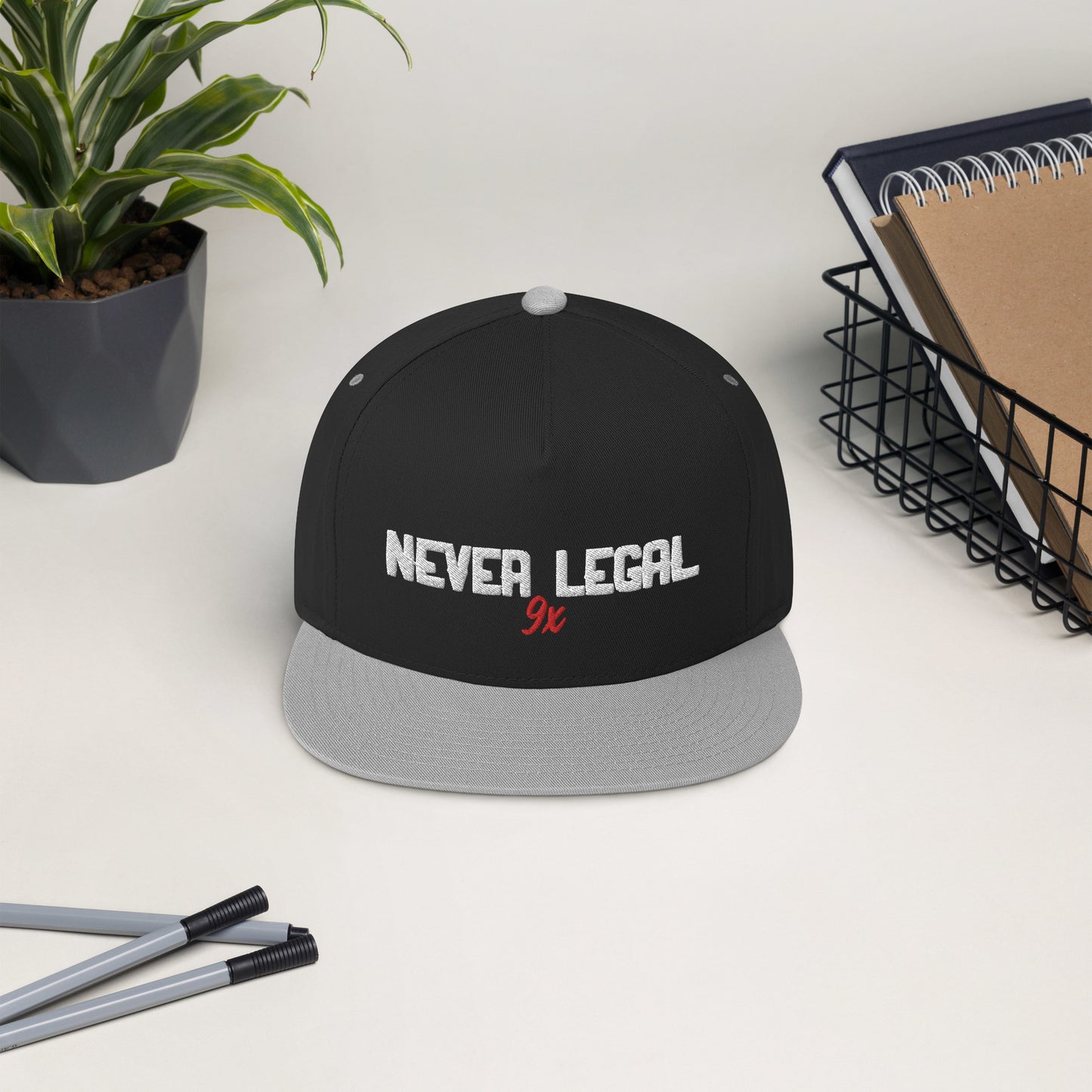 NEVER LEGAL 9X Flat Bill Cap