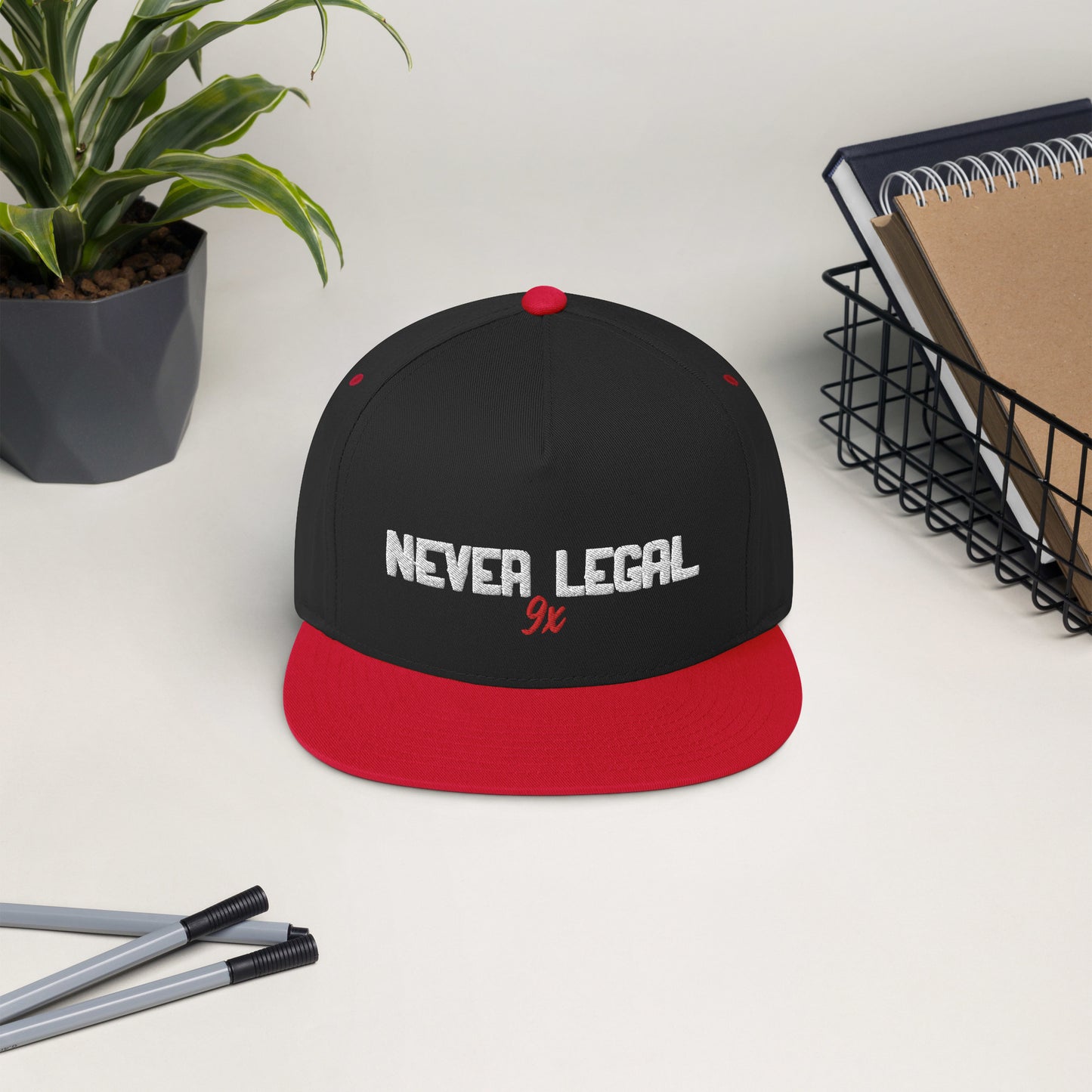 NEVER LEGAL 9X Flat Bill Cap