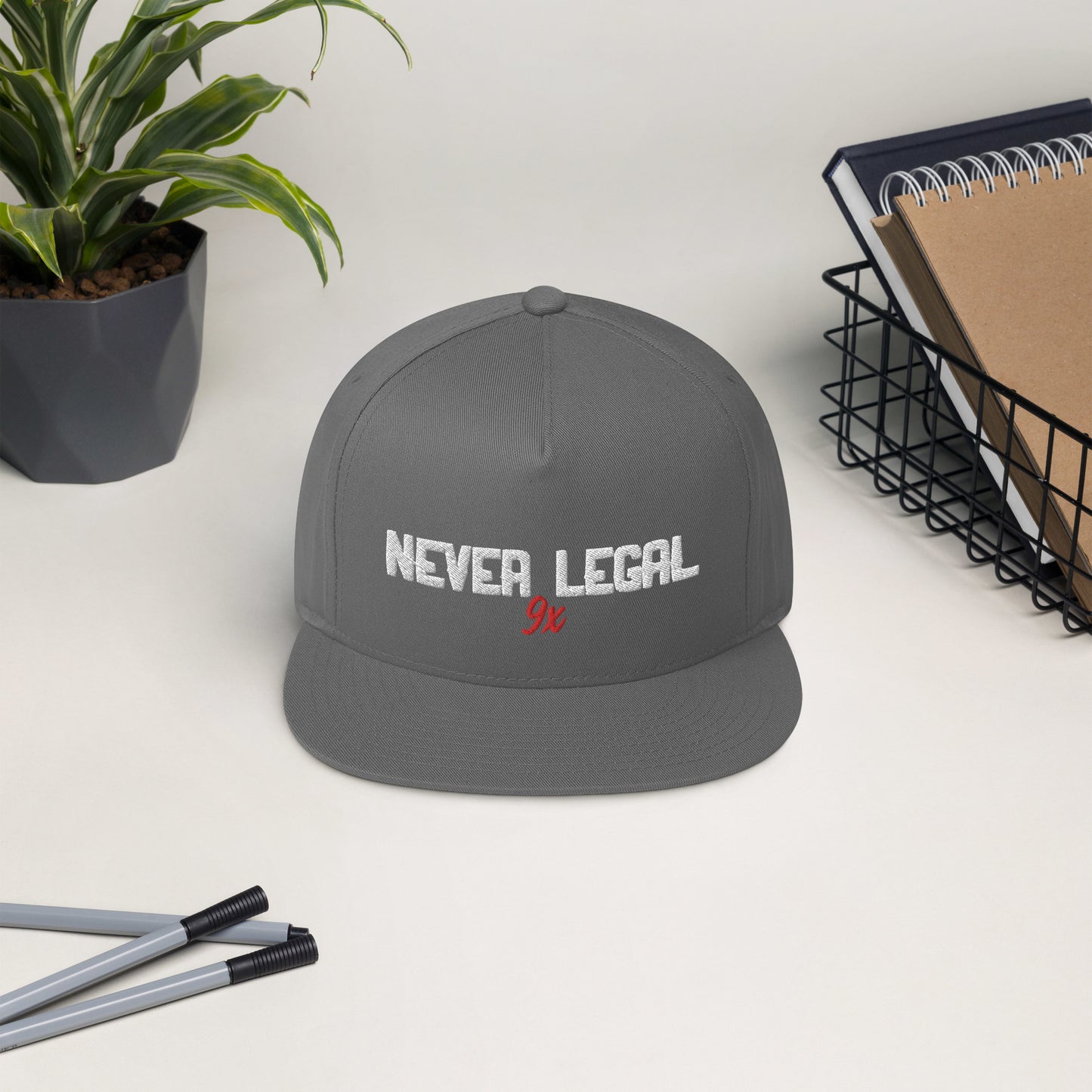 NEVER LEGAL 9X Flat Bill Cap