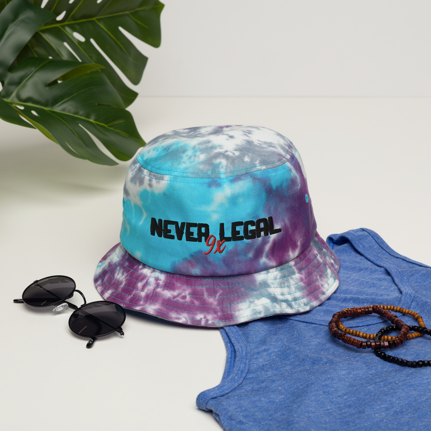 NEVER LEGAL 9X Tie-dye bucket hat