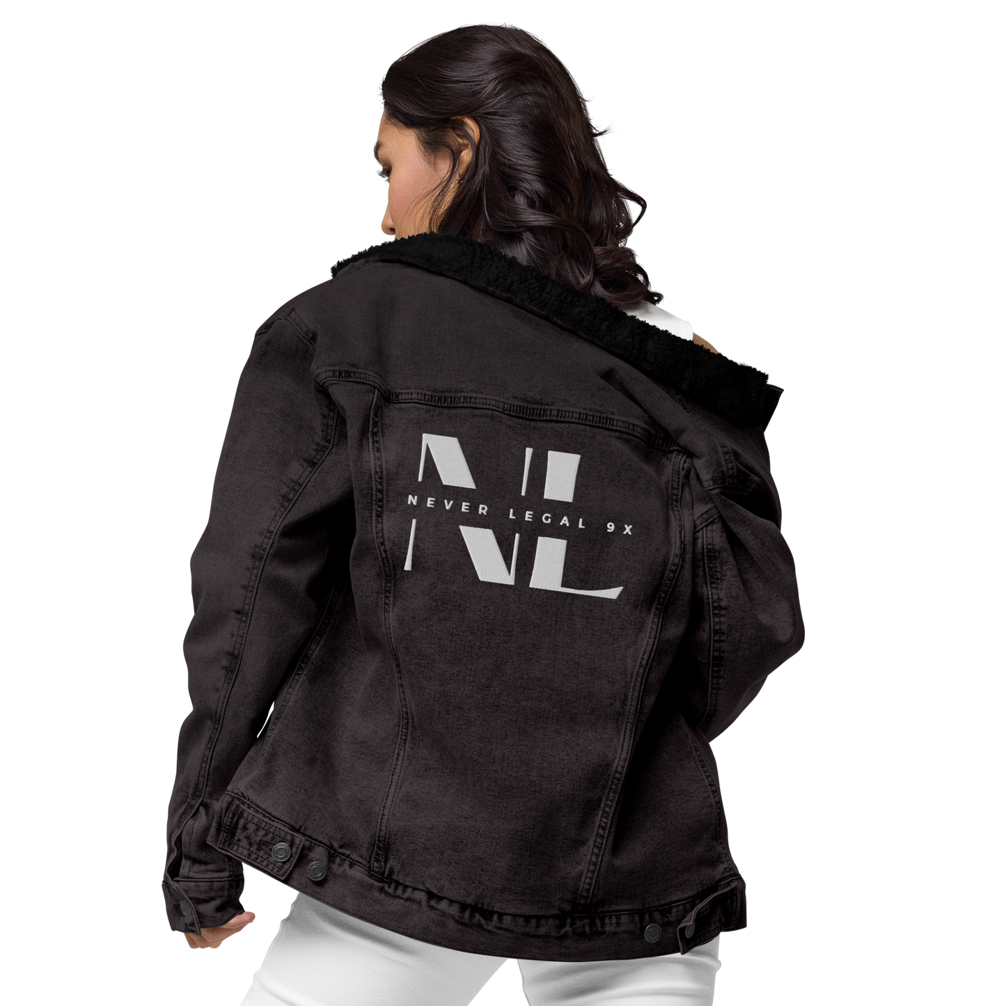 NEVER LEGAL 9X-Unisex denim sherpa jacket