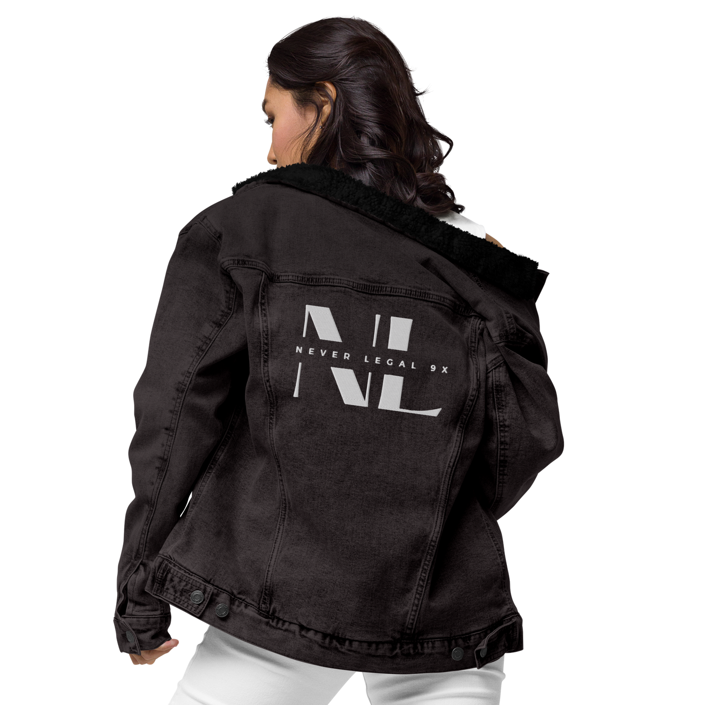 NEVER LEGAL 9X-Unisex denim sherpa jacket