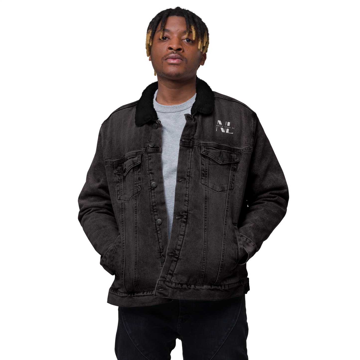 NEVER LEGAL 9X-Unisex denim sherpa jacket