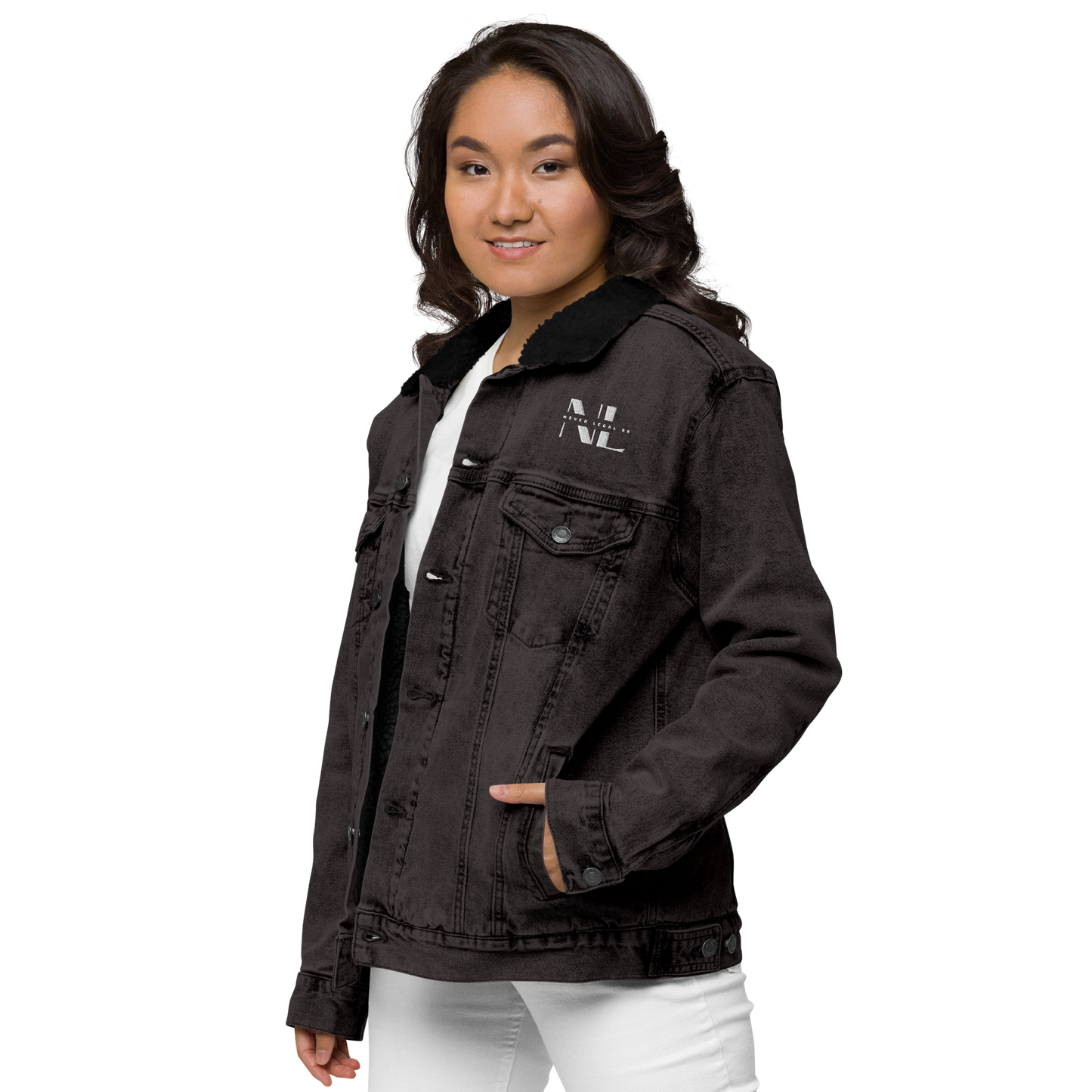 NEVER LEGAL 9X-Unisex denim sherpa jacket