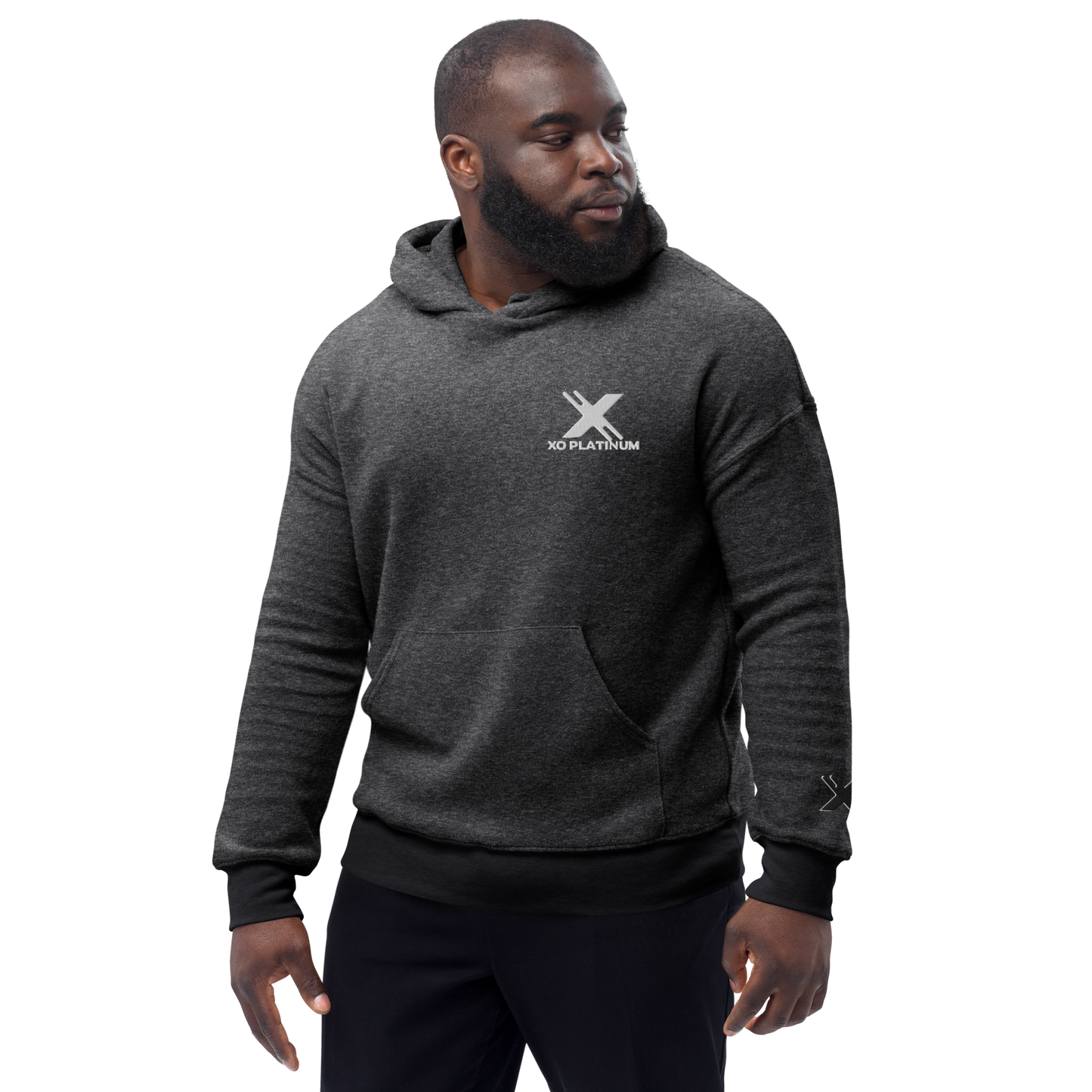 XO Platinum Unisex sueded fleece hoodie