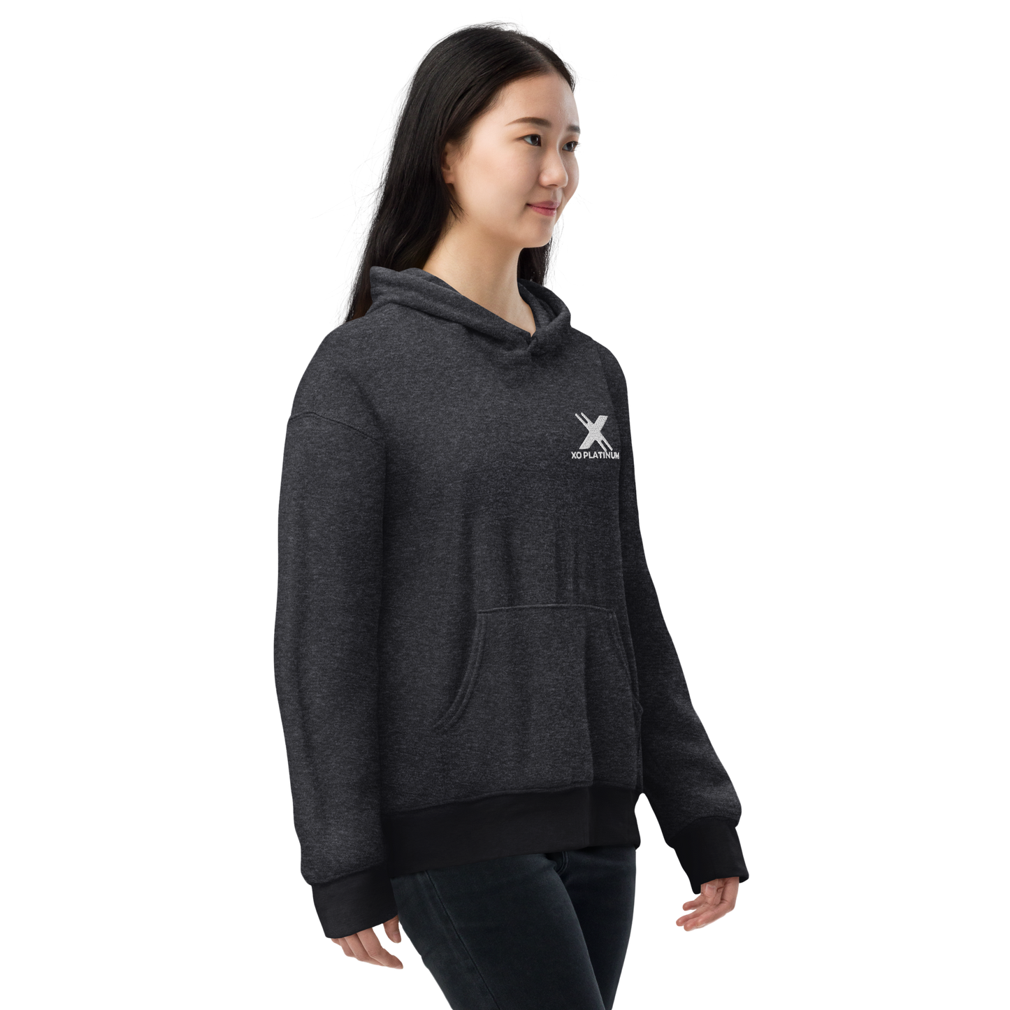 XO Platinum Unisex sueded fleece hoodie