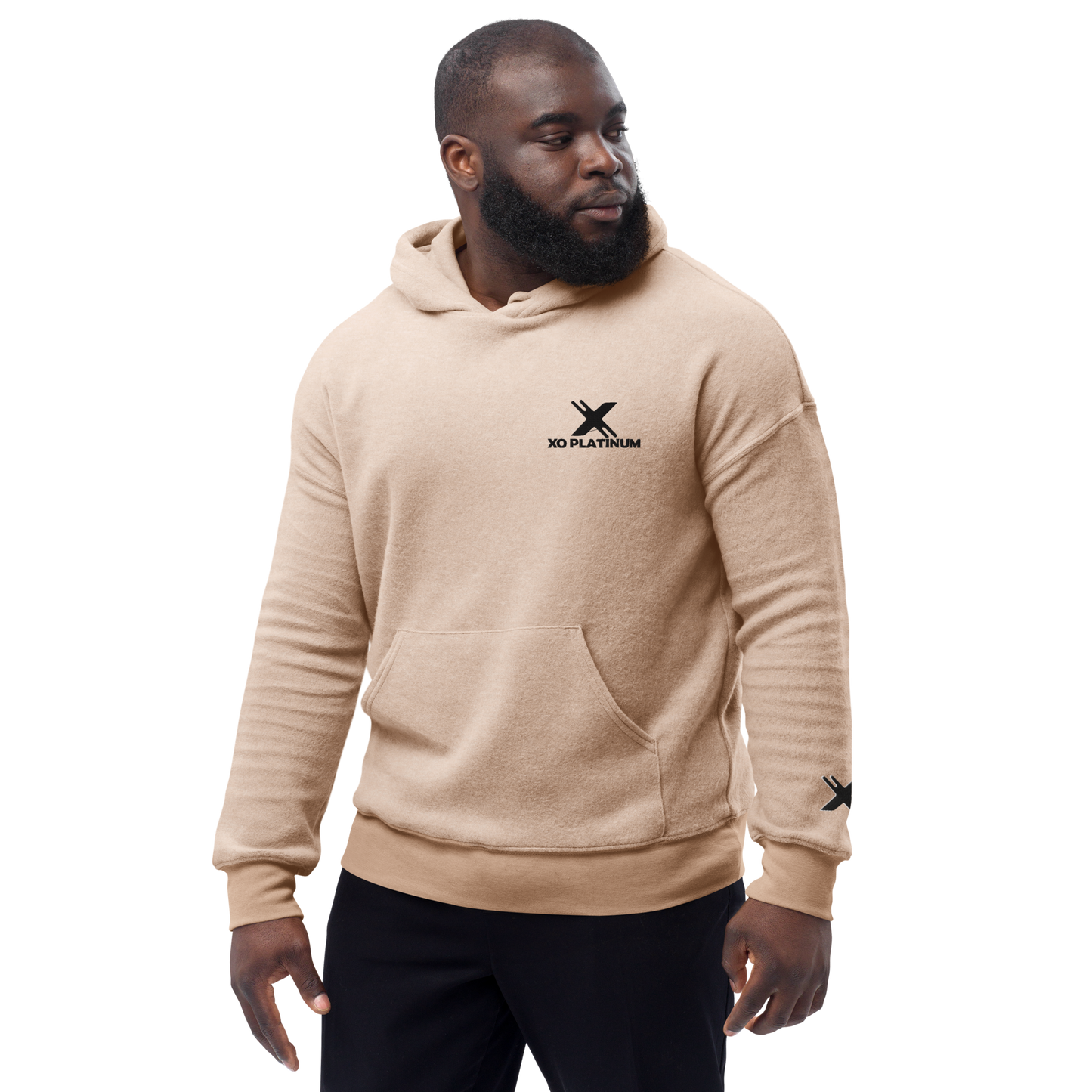 XO Platinum Unisex sueded fleece hoodie