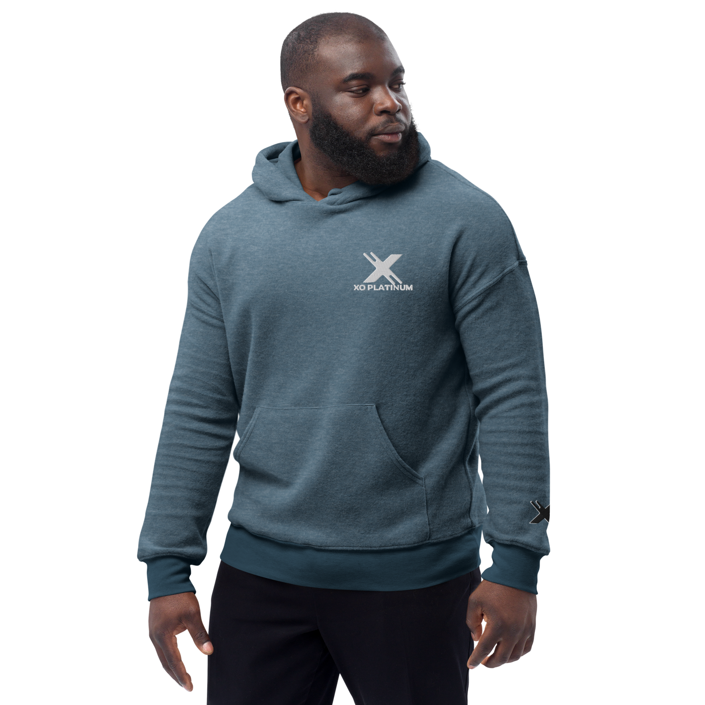 XO Platinum Unisex sueded fleece hoodie