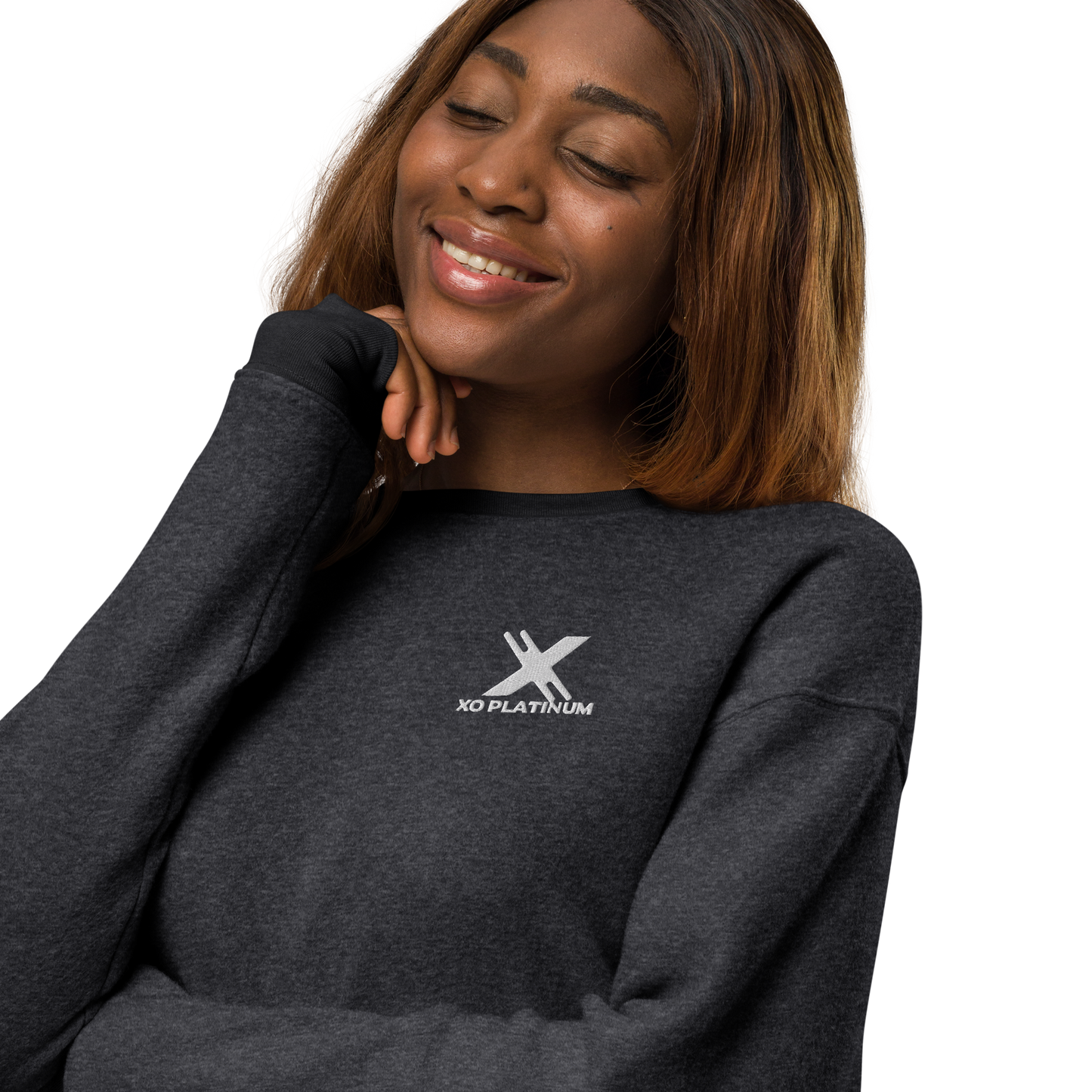 XO Platinum Unisex sueded fleece sweatshirt