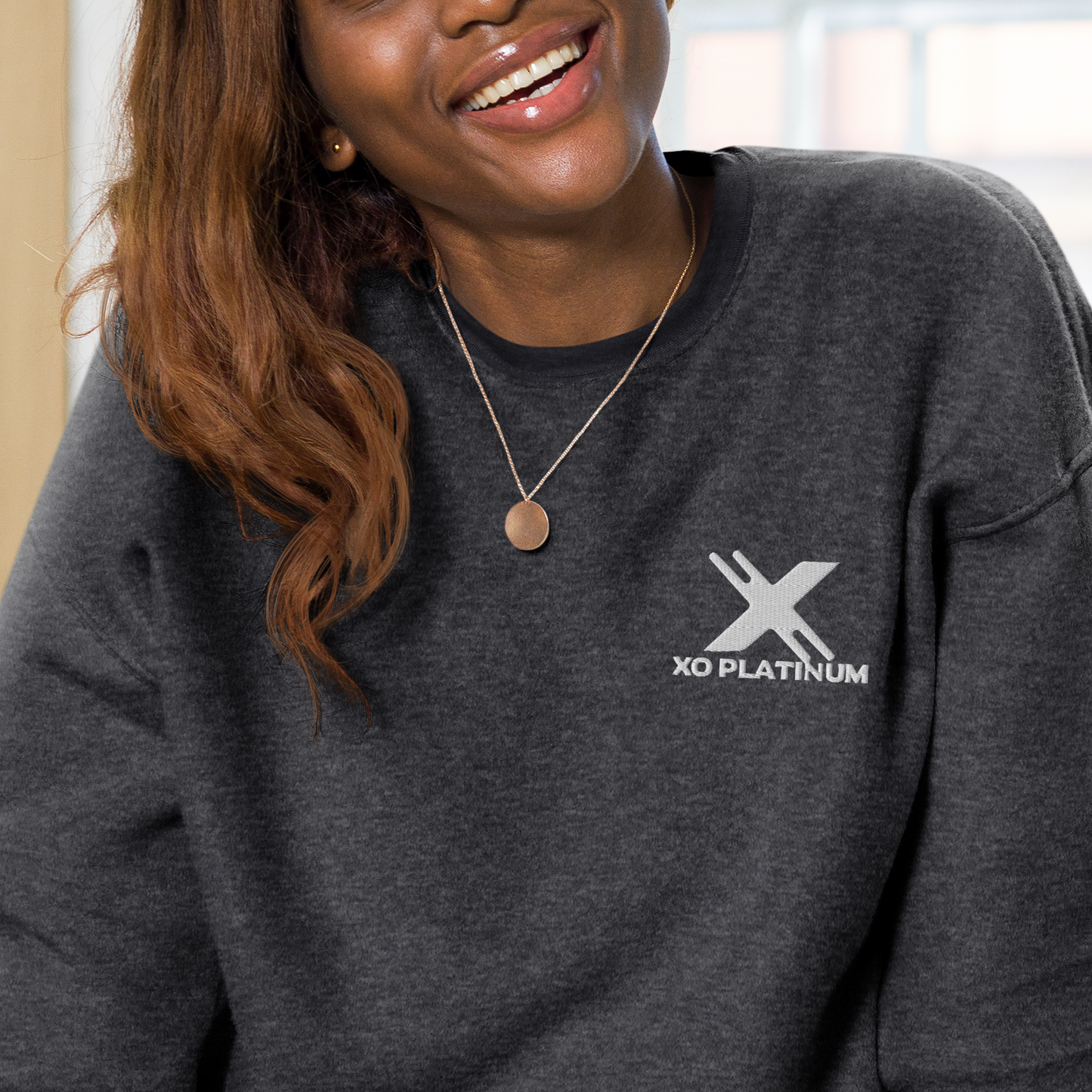 XO Platinum Unisex sueded fleece sweatshirt